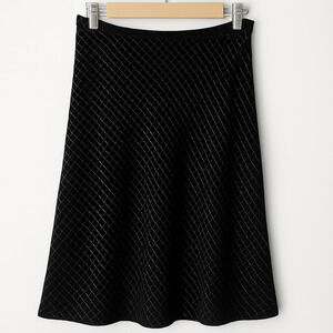 Ann Taylor‎ Petite Black Burnout Velvet Skirt Diamond Silk Metallic Party 10P